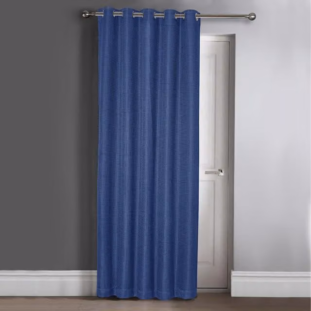 Velosso Classic Blue Blackout Fabric Door Panel Curtain with Eyelets