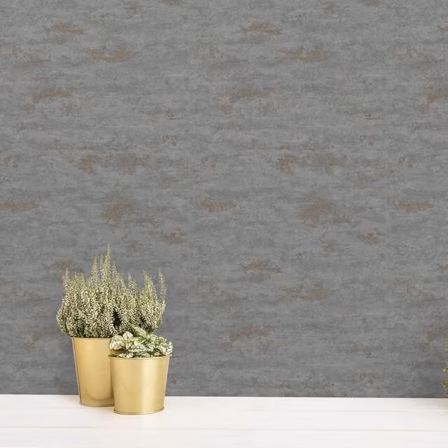 Grandeco On The Rocks Distressed Concrete Stone Textured Vinyl Wallpaper in Charcoal Grey and White