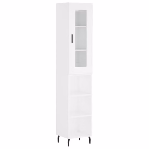 vidaXL Modern White Highboard with Hinged Doors and Internal Shelves, W/D/H: 34.5 x 34 x 180 cm