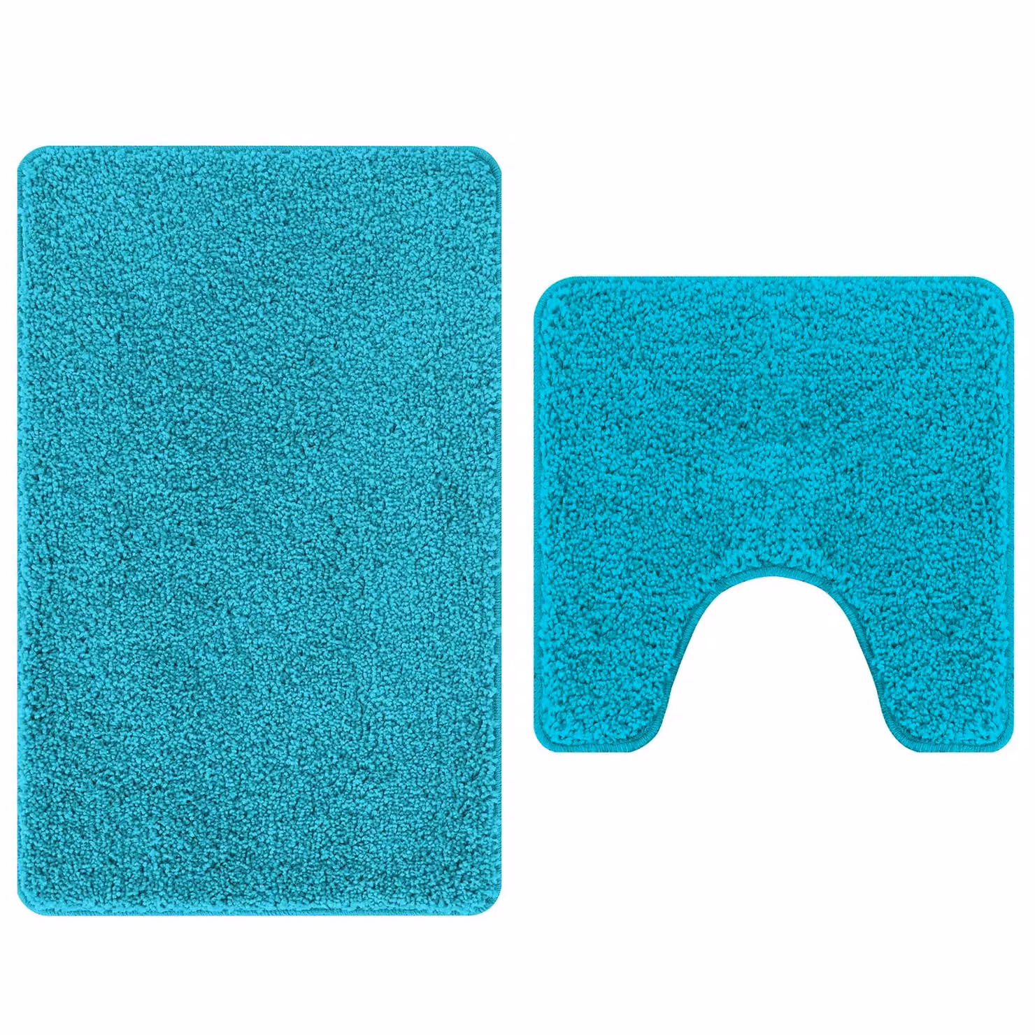 Berkfield Home 2 Piece Turquoise Microfibre Non-Slip Bath Mat Set – 2