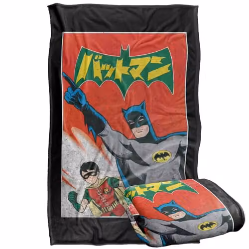 Warner Bros. Batman Robin Kanji Big Logo Super Soft Fleece Throw Blanket, Multicolour, W: 91.44 cm, D: 147 cm – 1