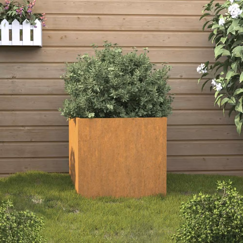 Berkfield Home Steel Planter Tub in Brown, W: 30 cm, D: 30 cm, H: 29 cm – 2