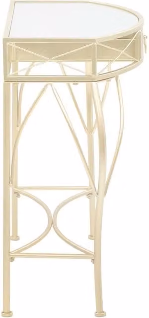 Berkfield Home French Style Metal and Glass Side Table, Gold, W: 82 cm, D: 39 cm, H: 76 cm