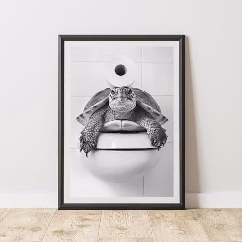 60 Second Makeover Turtle Toilet Roll Animal Print Paper Poster, Black and White, A3
