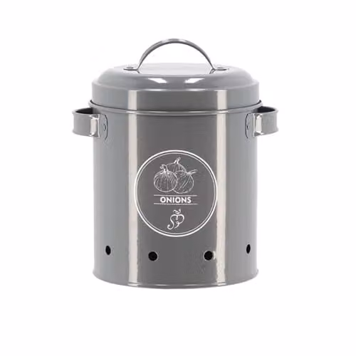 Esschert Design Anthracite and Grey Metal Onion Storage Jar – 1