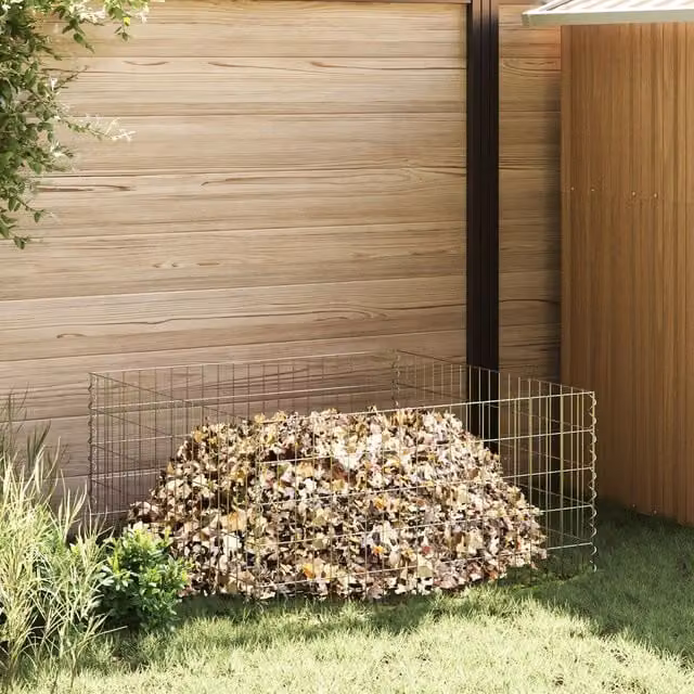 Berkfield Home Garden Galvanised Steel Square Garden Composter in Silver, W/D/H: 100 x 100 x 50 cm