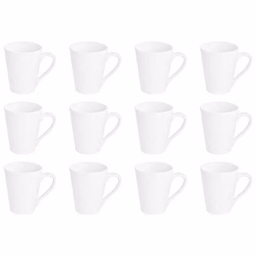 Argon Tableware White Porcelain Mug Set of 12, 285ml