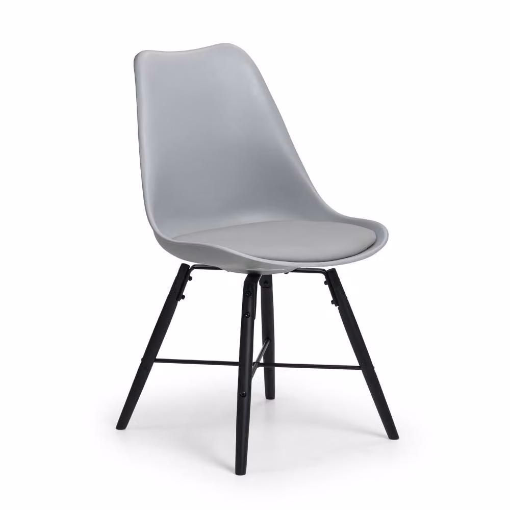 Cheshire Rosedale Modern Dining Chairs with Grey Seats and Black Metal Legs - Set of 2 – 2