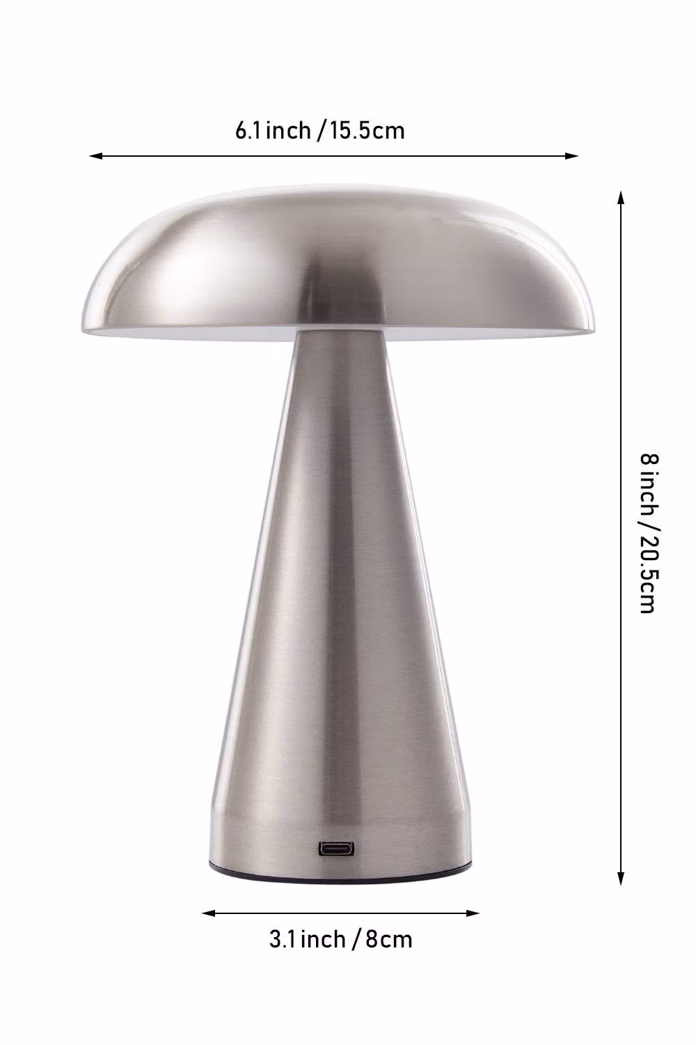 H&O Direct Mushroom Shape Rechargeable Dimmable Table Lamp Night Light in Silver – 5