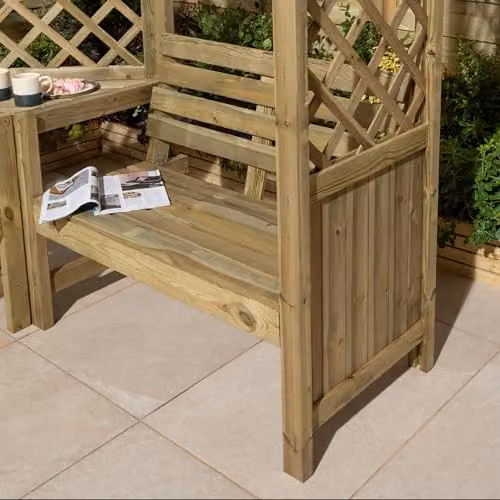 Rowlinsons Pemberley Corner Arbour in Brown Pine Wood, W188 x D188 x H206 cm – 2