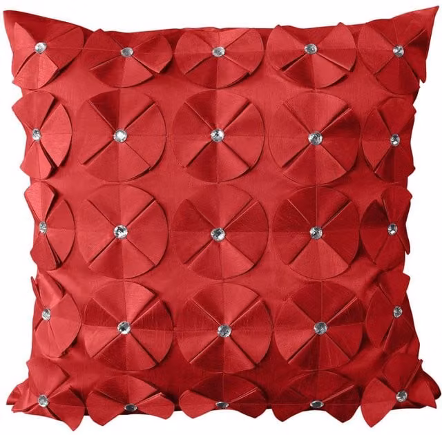 Intimates Vogue Red Diamante Filled Cushion with 3D Petal Design, W x W: 56 x 56 cm