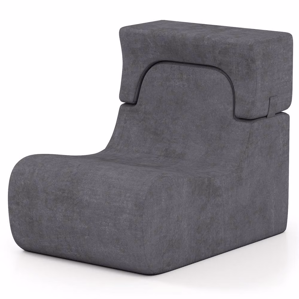 Costway Grey Velvet Soft Floor Chair and Lazy Sofa with Detachable Headrest – 10