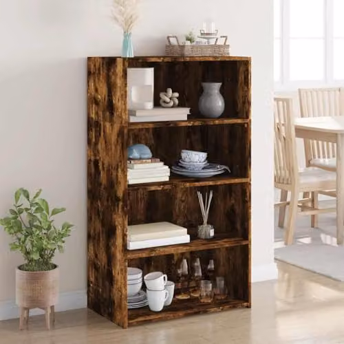 vidaXL Modern Highboard in Smoked Oak, Brown Engineered Wood, W/D/H: 70 x 41 x 124 cm – 2
