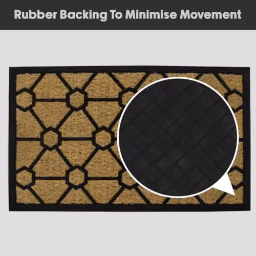 JVL Woven Coir and Rubber Tuffscrape Doormat, Geometric Design, Beige, W: 45 cm, D: 75 cm – 7