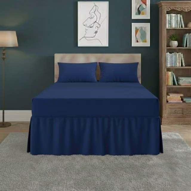 Snug City Blue Polycotton Fitted Valance Bed Sheet with Frill, Single, 90 x 200 cm – 1