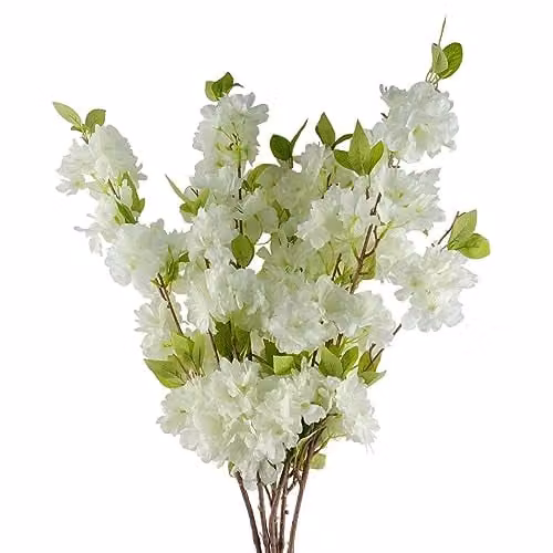 White Leaf Design Artificial Textile Flowers