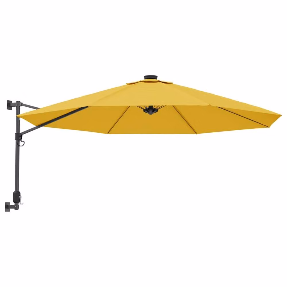Berkfield Home Wall-mounted Parasol in Yellow with Aluminium Frame and Polyester Canopy, 290 cm – 2