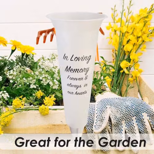 VFM e-Store Memorial Condolence Planter Ornament, White, H 32.5 cm x W 10 cm x D 32.5 cm – 3