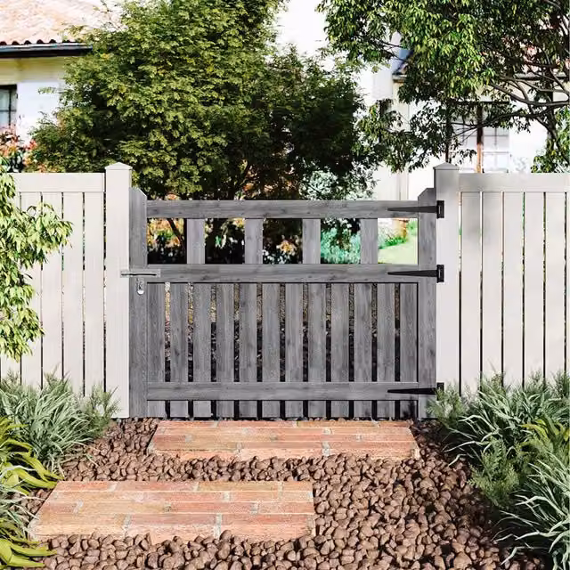 Komore Wooden Garden Fence Gate with Square Gap Design, Grey, W: 120 cm, H: 90 cm