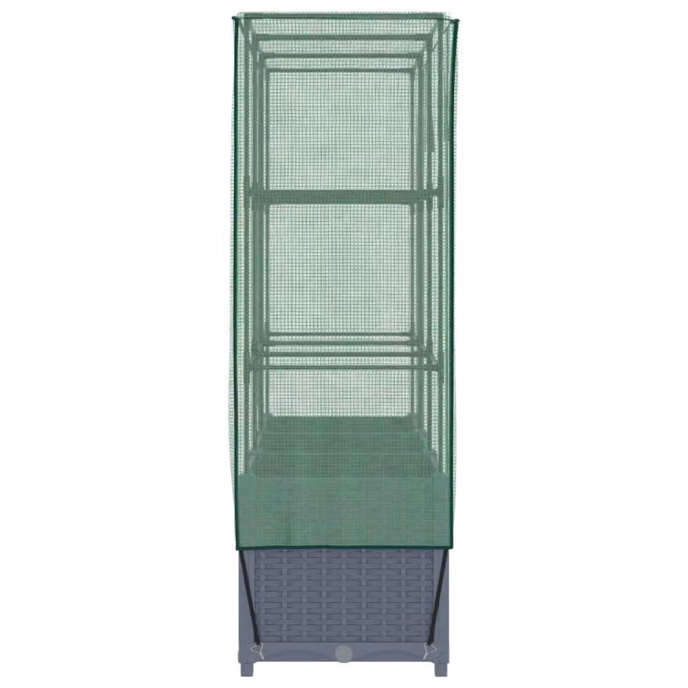 Berkfield Home Raised Bed with Greenhouse Cover in Black Rattan Look, W/D/H: 120 x 40 x 138 cm – 3