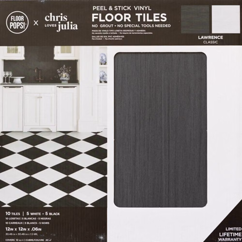 FloorPops Lawrence Classic Self Adhesive Vinyl Floor Tiles, Multicolour, Pack of 10 (0.93sqm), W/D/H: 30.48 x 30.48 x 30.48 cm – 2