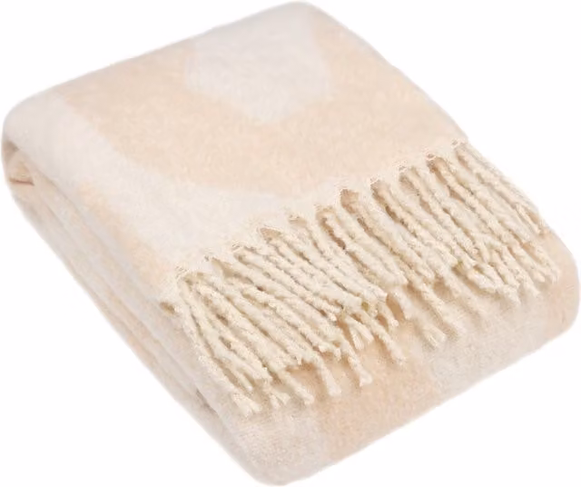 Meta Jacquard Tasselled Throw in Marshmallow