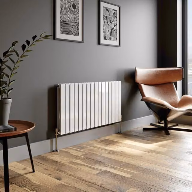 Temprazo Vertical Double Flat Panel Designer Radiator in White, H: 180 cm, W: 30 cm, D: 6.6 cm