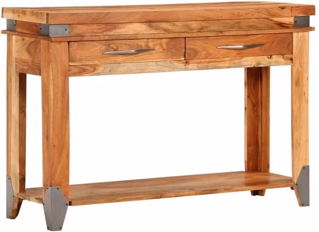 Berkfield Home Acacia Wood Console Table, Brown, W/D/H: 110 x 34 x 74 cm
