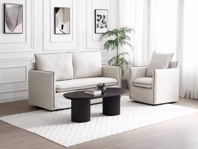 Vente-unique LORIMILA Modern Black MDF Coffee Table, W/D/H: 60 x 60 x 40 cm