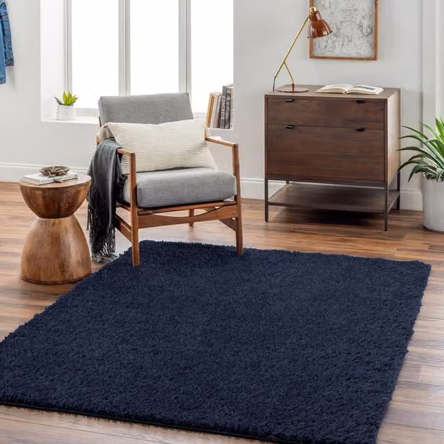 Livabliss Moda Shag Soft Plush Pile Living Room and Bedroom Rug in Dark Blue, W: 160 cm, L: 215 cm