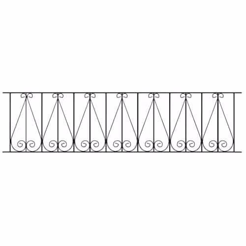 Burbage Iron Craft Regent Scroll Railing Panel, Black Powder Coated Galvanised Steel, W: 183.0 cm, H: 39.5 cm