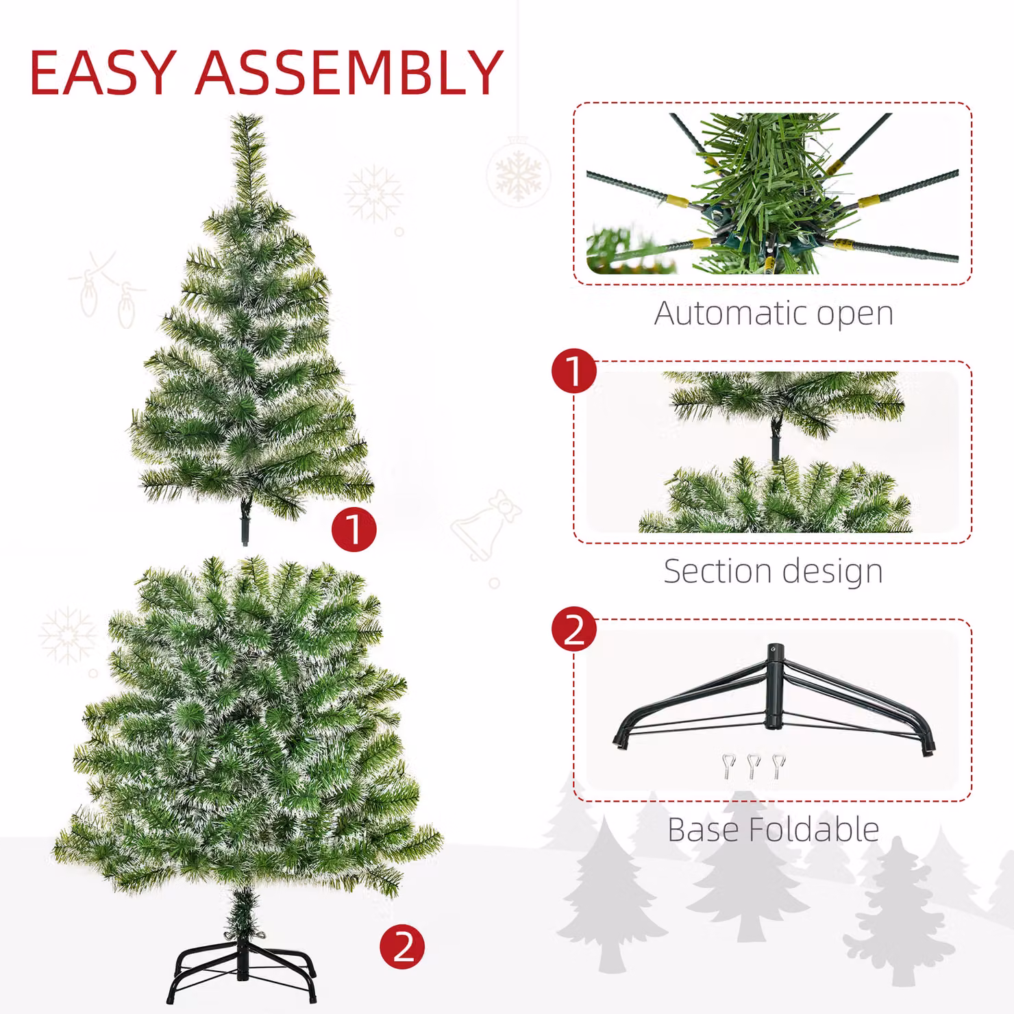 HOMCOM Green Artificial Christmas Tree – 3