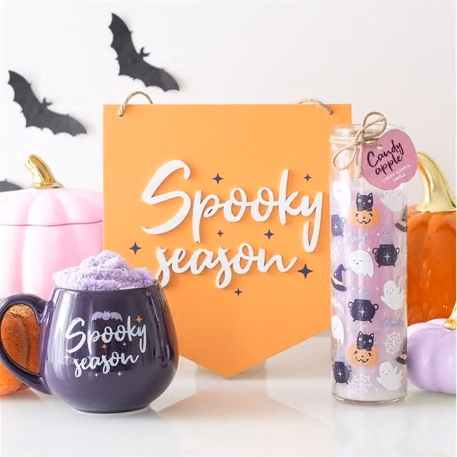 KDMK Orange Spooky Season Halloween Hanging Wall Plaque