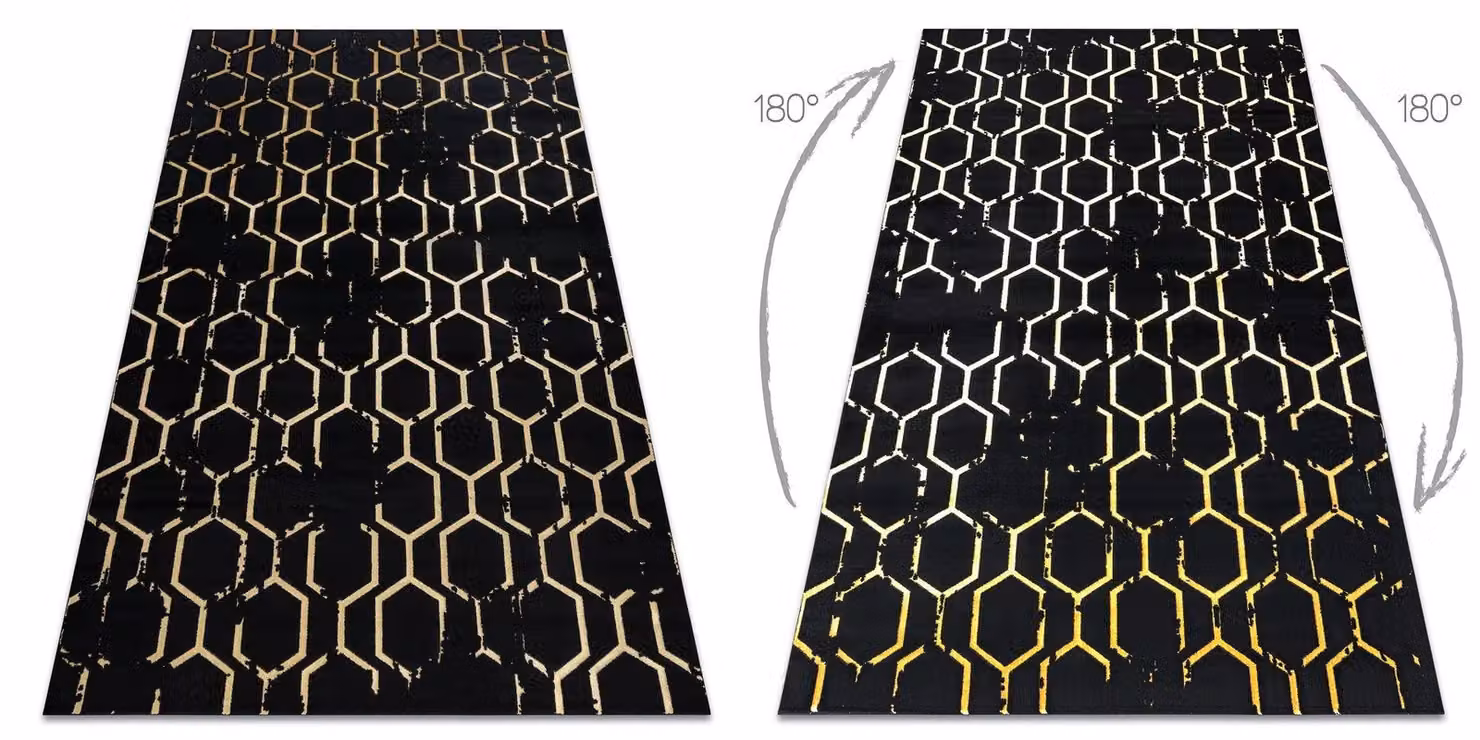 RugsX Gloss Geometric Art Deco Rug in Black and Grey, W/D: 120 x 170 cm – 2
