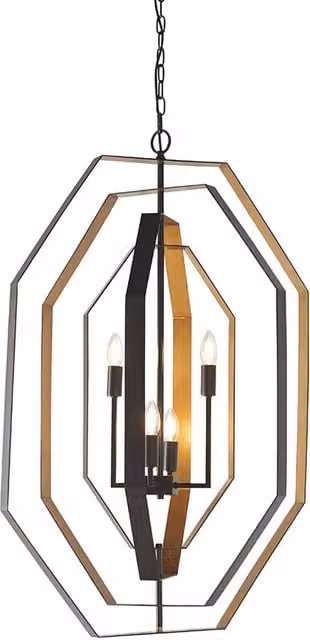 Merano 4 Light Suspended Ceiling Pendant in Bronze and Gold/Brass Metal