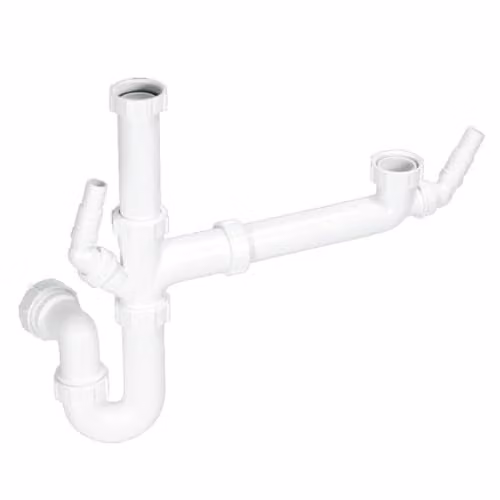 McAlpine SK1A White Standard Bowl-and-a-Half Plumbing Kit with Tubular Trap and 2 Nozzles