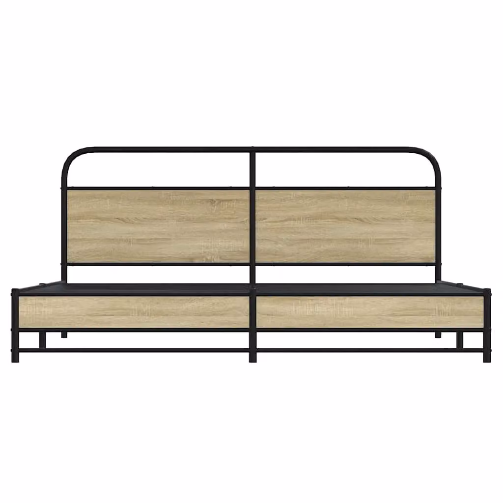 Berkfield Home Metal Bed Frame in Sonoma Oak, Brown, 200 x 200 cm – 3
