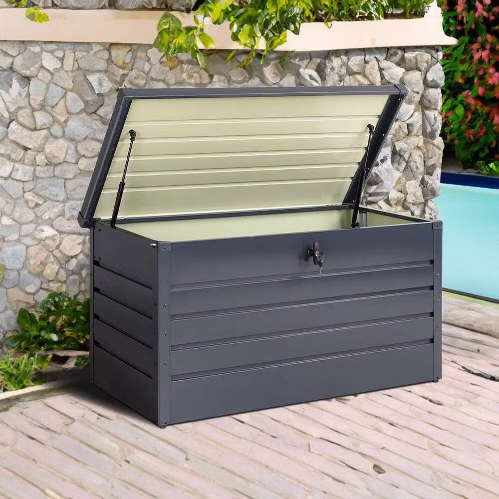 EONLION Charcoal Black Metal Indoor Outdoor Storage Cabinet with Lock – 3