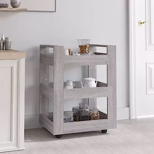 vidaXL Modern Kitchen Trolley in Grey, W/D/H: 60 x 45 x 80 cm – 2