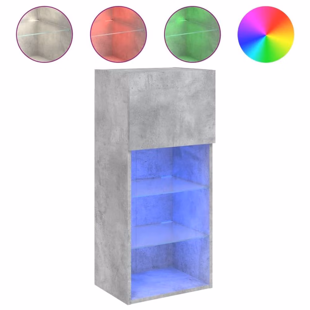 Berkfield Home Modern TV Cabinet with LED Lights in Concrete Grey, W/D/H: 40.5 x 30 x 90 cm – 2
