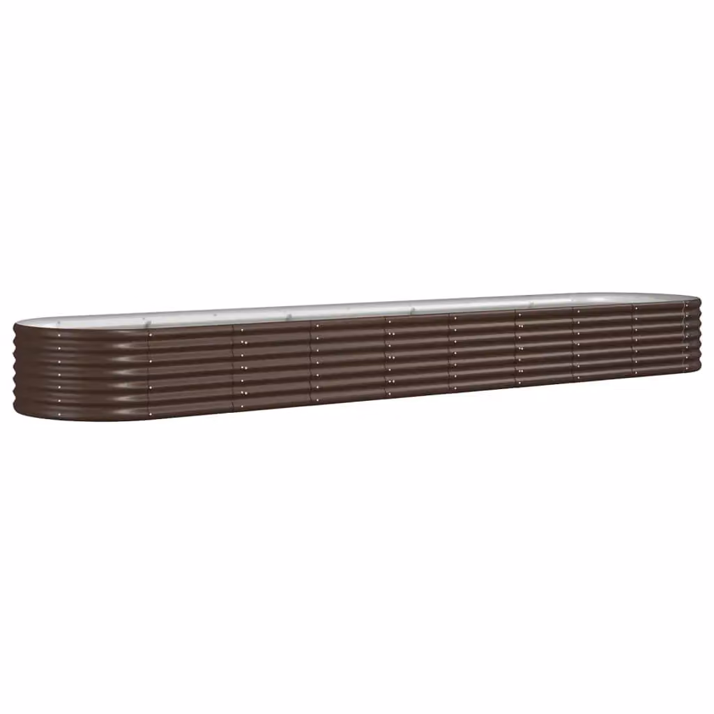 Berkfield Home Garden Powder-coated Steel Raised Bed in Brown, W/D/H: 368 x 80 x 36 cm – 2