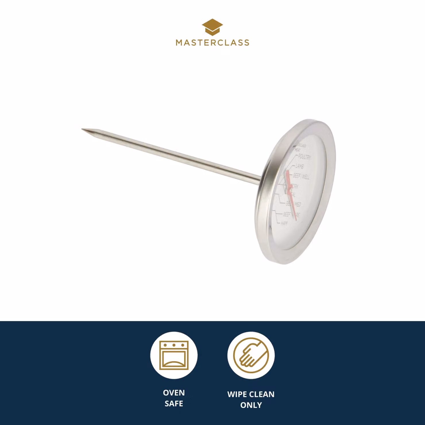 MasterClass Stainless Steel Meat Thermometer in Silver – 6