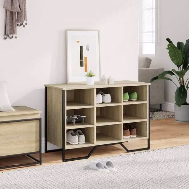 Berkfield Home Shoe Cabinet in Sonoma Oak, W/D/H: 90 x 38 x 61.5 cm – 1