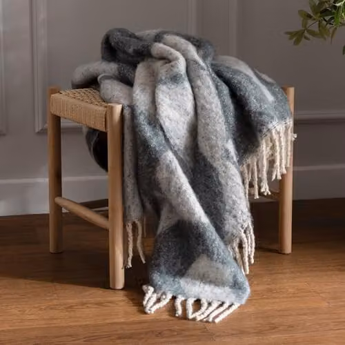 HOEM Meta Abstract Jacquard Faux Mohair Throw in Blue, W/D/H: 130 x 180 cm – 2