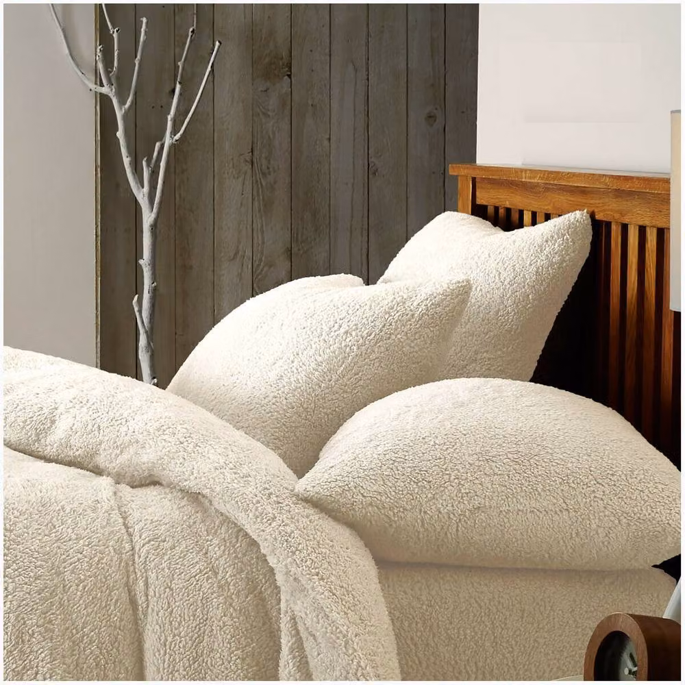 Smart Living Luxury Teddy Fleece Duvet Cover and Pillowcase Set in Beige, Single (90 x 200 cm) – 3