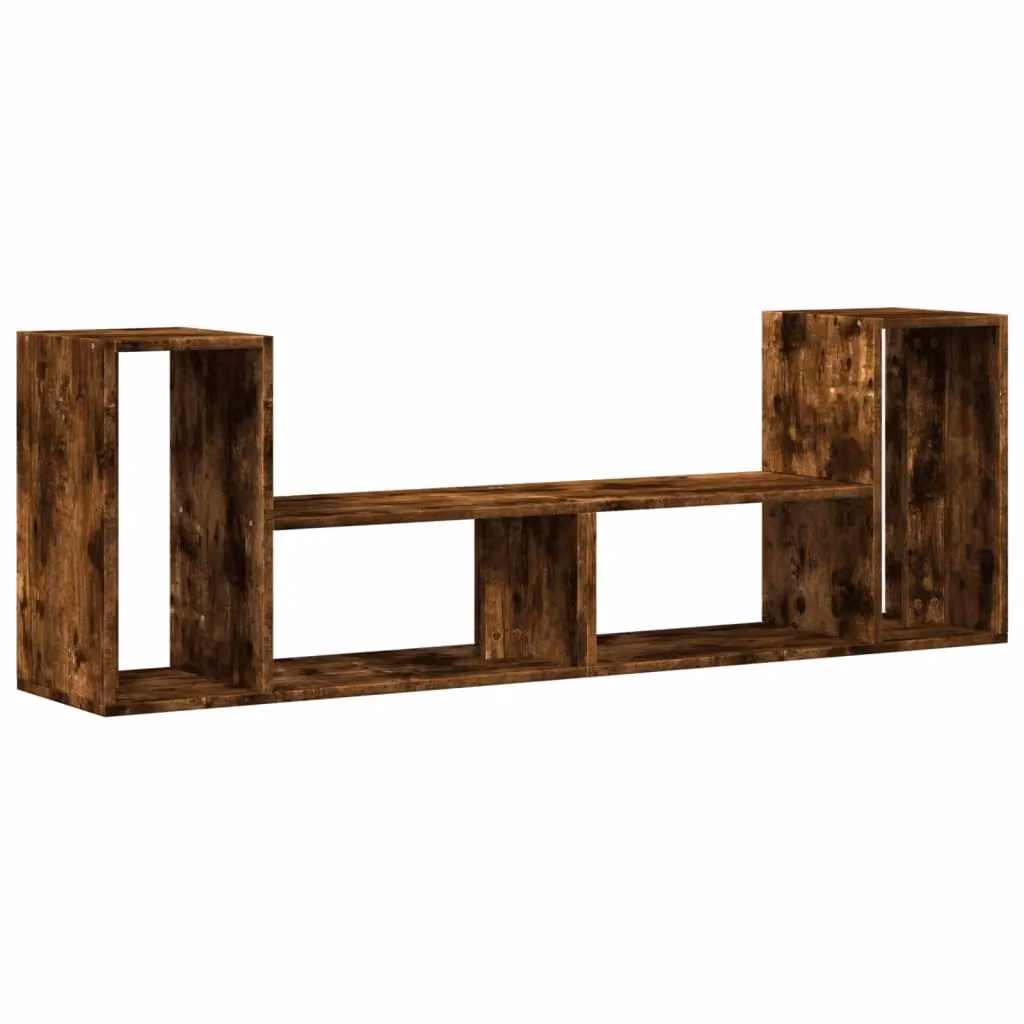 Berkfield Home Set of 2 Smoked Oak TV Cabinets in Brown, W/D/H: 75 x 30 x 50 cm – 2