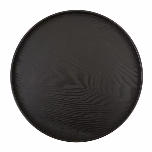 Premier Housewares Black Solid Wood Circular Decorative Serving Tray, W/D/H: 68.58 x 68.58 x 2.54 cm – 2