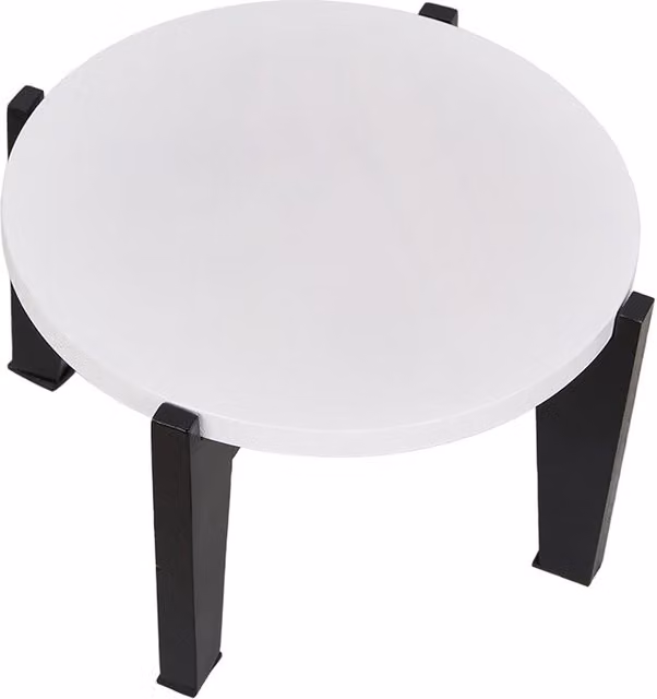 Livingandhome Minimalist Round Tabletop Raised Potted Plant Stand in Matt Black and White, W/D/H: 22 x 22 x 22 cm