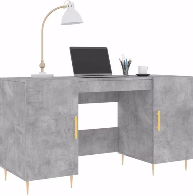 Berkfield Home Elegant Writing Desk in Concrete Grey, W/D/H: 140 x 50 x 75 cm