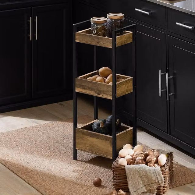 SoBuy 3-Tier Space-Saver Storage Rack Bathroom Organiser in Brown, W: 28.0 cm, D: 20.0 cm, H: 74.0 cm